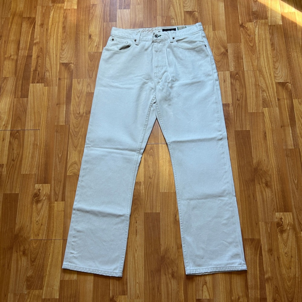 VTG Tommy Hilfiger Freedom Fit Jeans 33x32 Cream Baggy Straight Y2K Denim 2006